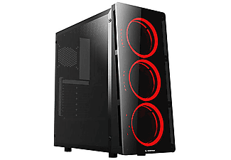 RAMPAGE Redcore Kırmızı Led Fan 500W 80Plus USB 3.0 Gaming Bilgisayar Kasası Siyah