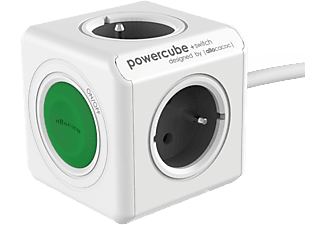 ALLOCACOC PowerCube Extended + switch - Stockdosenwürfel (Weiss/Grün)