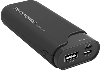 REALPOWER Powerbank, 5 000 mAh USB-C csatlakozóval, fekete (243923)