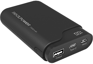 REALPOWER Powerbank, 7 500 mAh USB-C csatlakozóval, fekete (243924)
