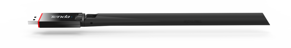Fekete Tenda USB Wifi adapter, rajta a Tenda logóval.