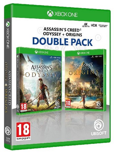 Caja de juegos Xbox One: Assassin's Creed Odyssey y Origins Double Pack. Verde, blanco y negro.