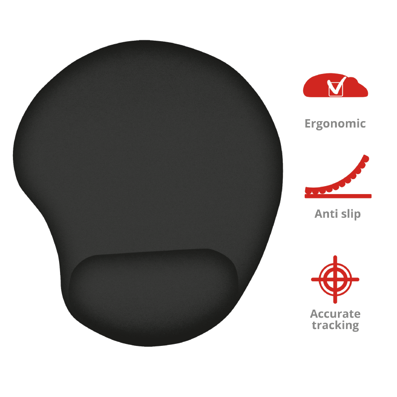 TRUST Tapis de souris en gel Bigfoot Noir (16977)