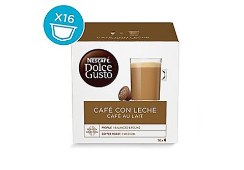 Cápsulas monodosis  Dolce Gusto Café con leche,Pack de 16