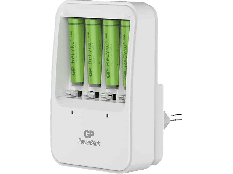 GP BATTERIES Batterijlader + 4 herlaadbare AAA-batterijen 850 mAh  (130420GS85AAAHCC4)