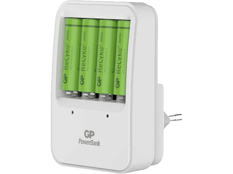 GP BATTERIES Batterijlader + 4 herlaadbare AA-batterijen 2000 mAh (130420GS200AAHCC4)