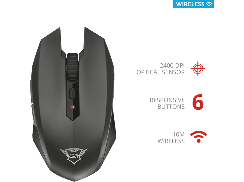 Trust Draadloze Gaming Muis Gxt 115 Macci Zwart (22417)
