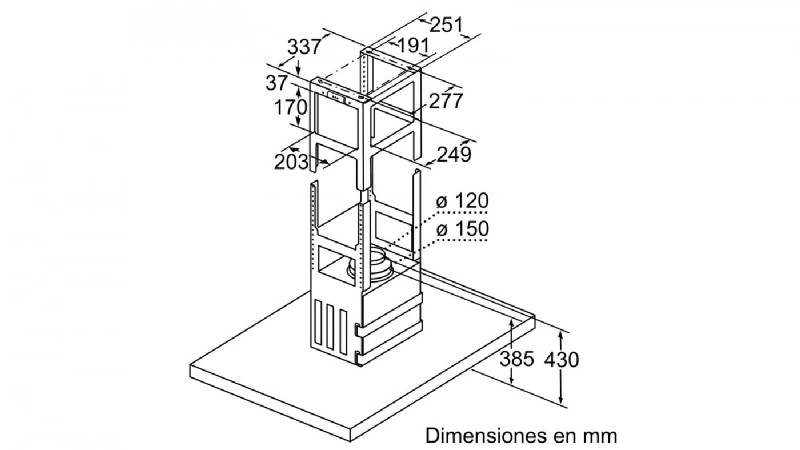 Vista isométrica de un marco de metal con dimensiones en mm, sobre una superficie plana. Dibujo técnico.