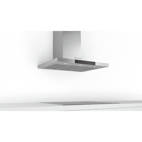 Campana decorativa - Bosch DWB97JP50, Decorativa, 427 m³/h, 145 W, 5 velocidades, 55 dB, Clase A, Inox
