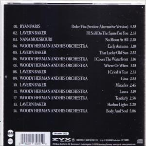 CD-Rückseite, weißer Hintergrund, mit Titelliste und einem Logo.