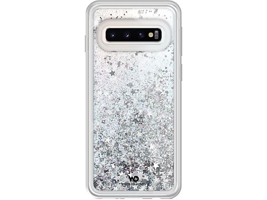 WHITE DIAMONDS Sparkle Silver Stars - Coque (Convient pour le modèle: Samsung Galaxy S10)
