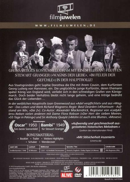 DVD-Cover mit mehreren Personen in historischen Kostümen, Filmtitel und Text auf Deutsch.