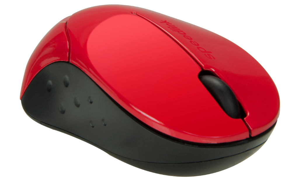 Piros-fekete Speedlink egér. Fekete háttér.