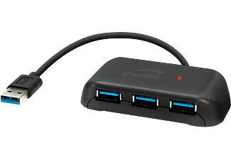 SPEED LINK SNAPPY EVO USB Hub, 4-Port, USB 3.0, aktív, fekete (SL140106BK)