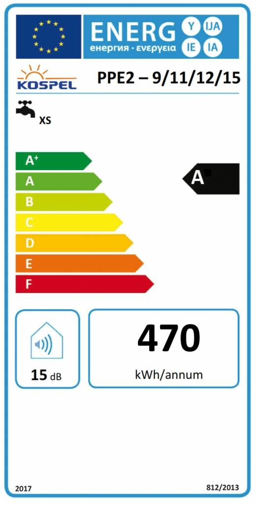 Energiahatékonysági címke egy termékhez, amely A besorolást mutat.