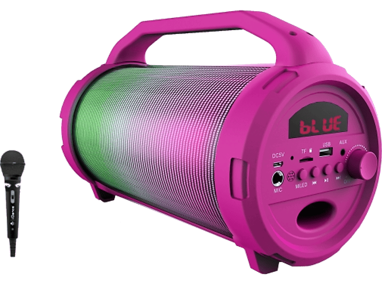 IDANCE Draagbare luidspreker Bluetooth met LED verlichting + Microfoon Roze (CYCLONE400 PK)