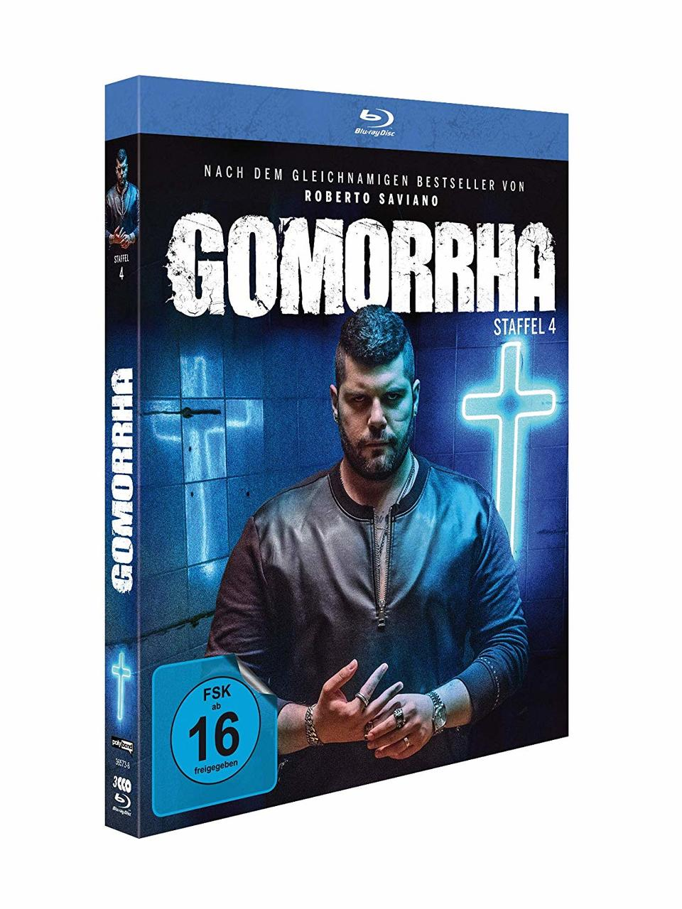 Blu-ray Disc-Hülle für Gomorrah, Staffel 4, mit einem Mann auf dem Cover.
