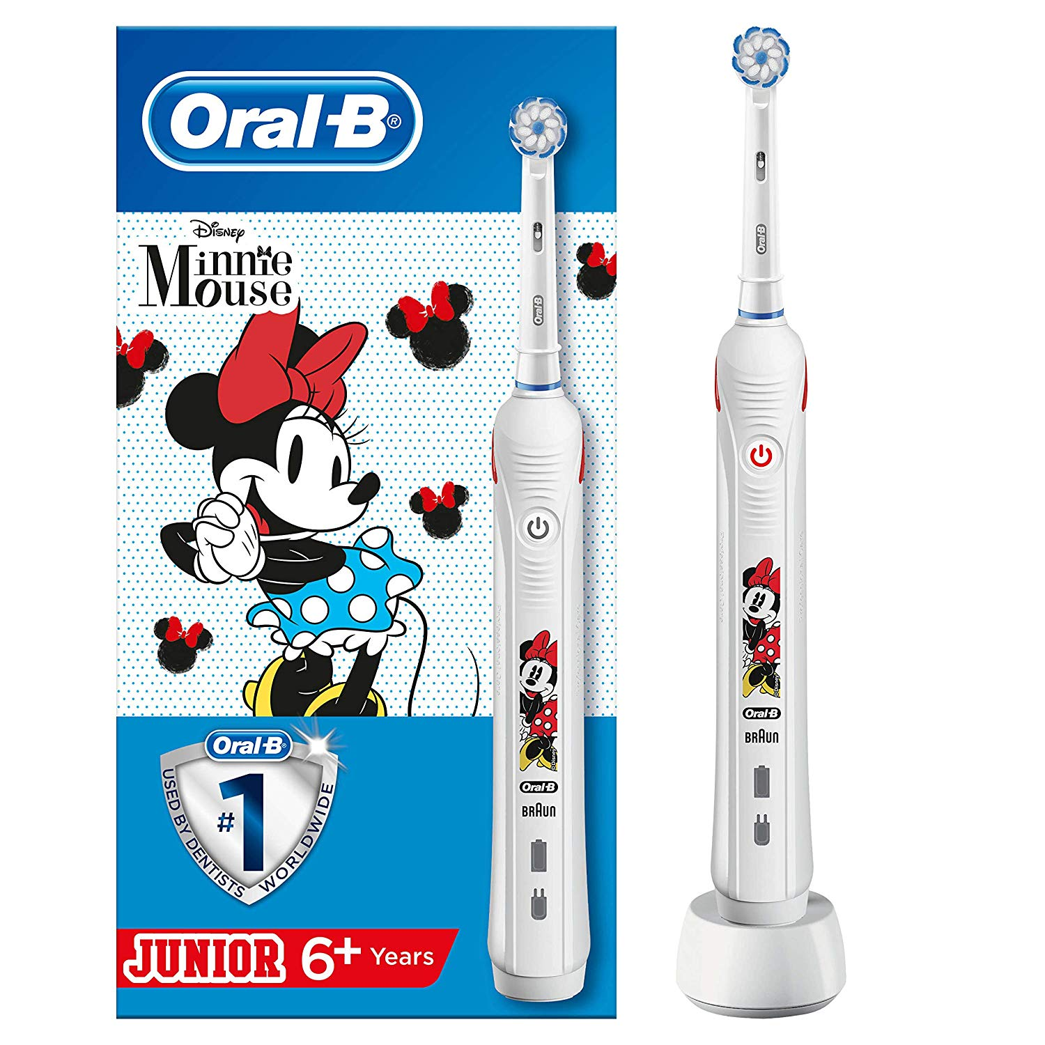 ORAL-B Elektrische Zahnbürste Junior Minnie Mouse Kinderzahnbürste Weiß