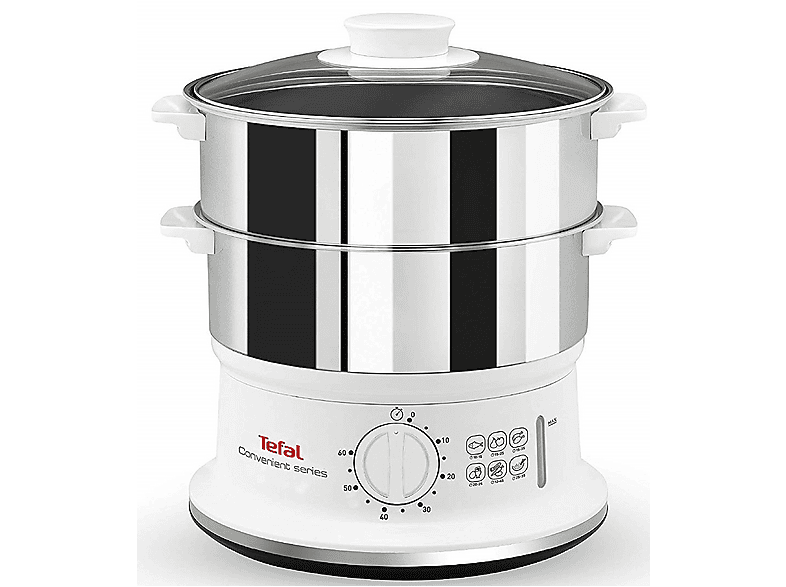 Tefal VC1451 Dampfgarer (900 Watt, 6 l, Weiß)