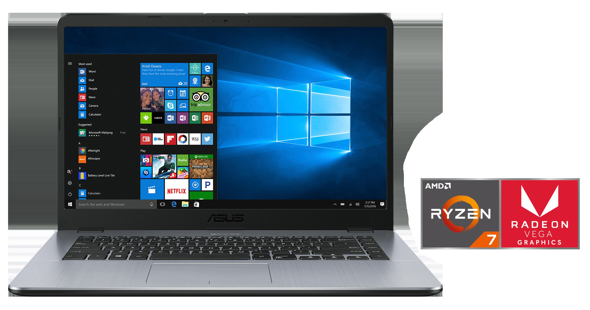 ASUS F505ZA-EJ468T - 15,6 Zoll - AMD Ryzen™ 7 2700U - 8 GB - 256 GB - AMD Radeon™ RX Vega 10 - Windows 10 Home (64 Bit)