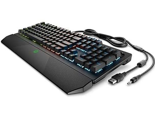 Teclado gaming - HP Pavilion 800, Mecánico, Interruptores rojos, Retroiluminación LED, 4 zonas, Negro