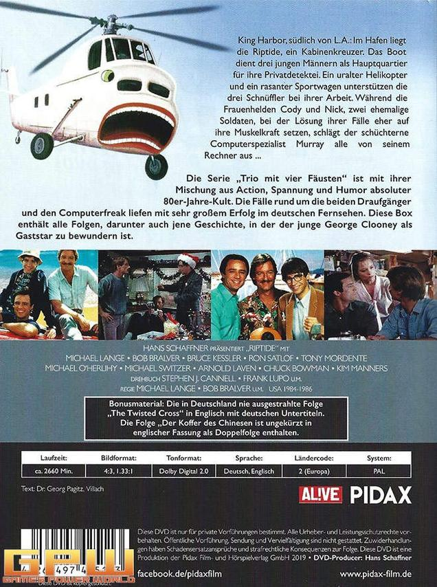 DVD-Hülle mit Text auf Deutsch. Hubschrauber-Illustration oben.