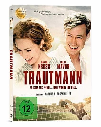DVD-Cover für den Film Trautmann. Enthält einen Mann und eine Frau, mit Filmtitel und Bewertung.