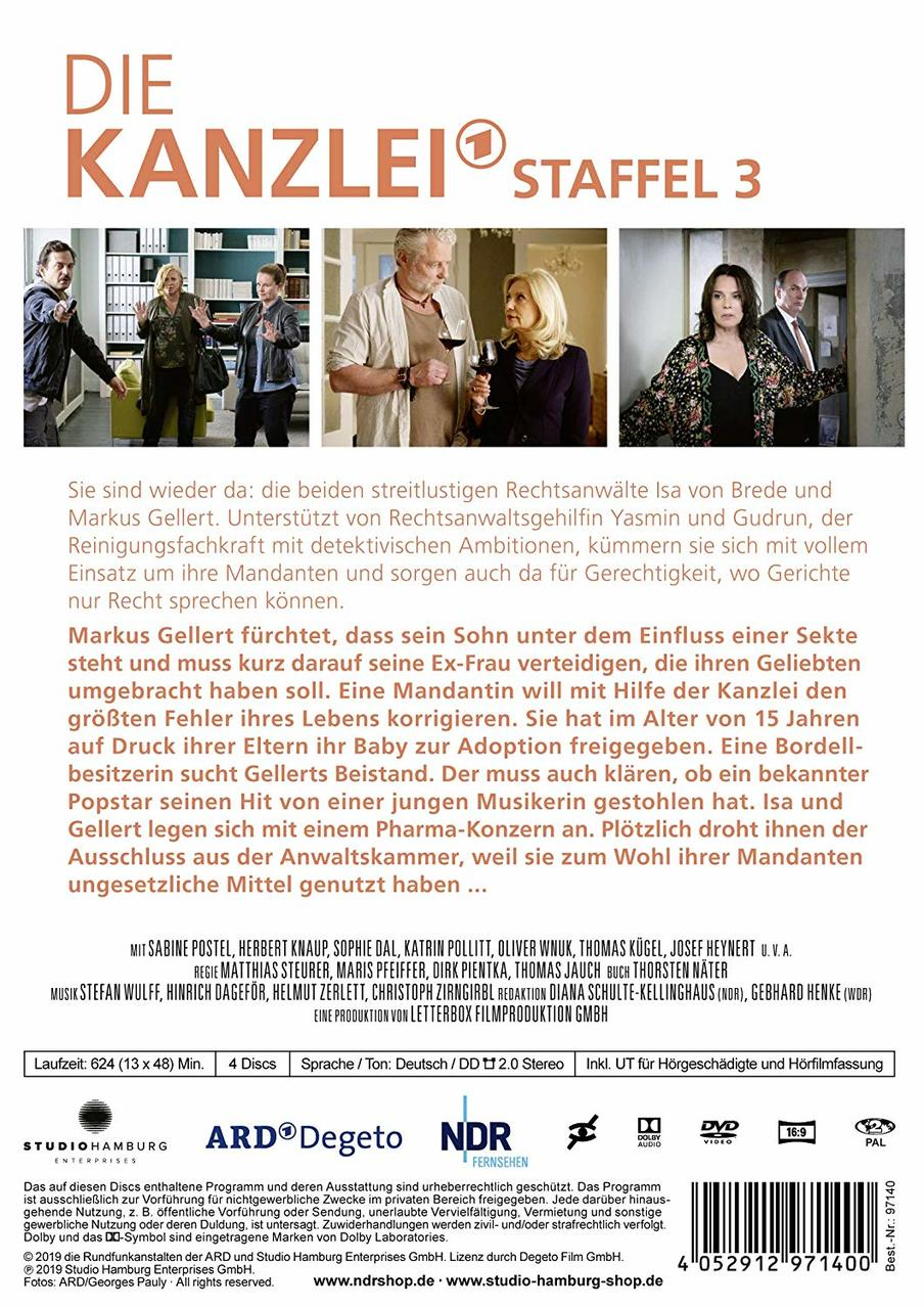 DVD-Cover. TV-Serie Die Kanzlei, Fotos von Schauspielern. Text in Deutsch.