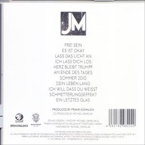 Rückseite einer CD mit Songtiteln und Produktionsangaben.