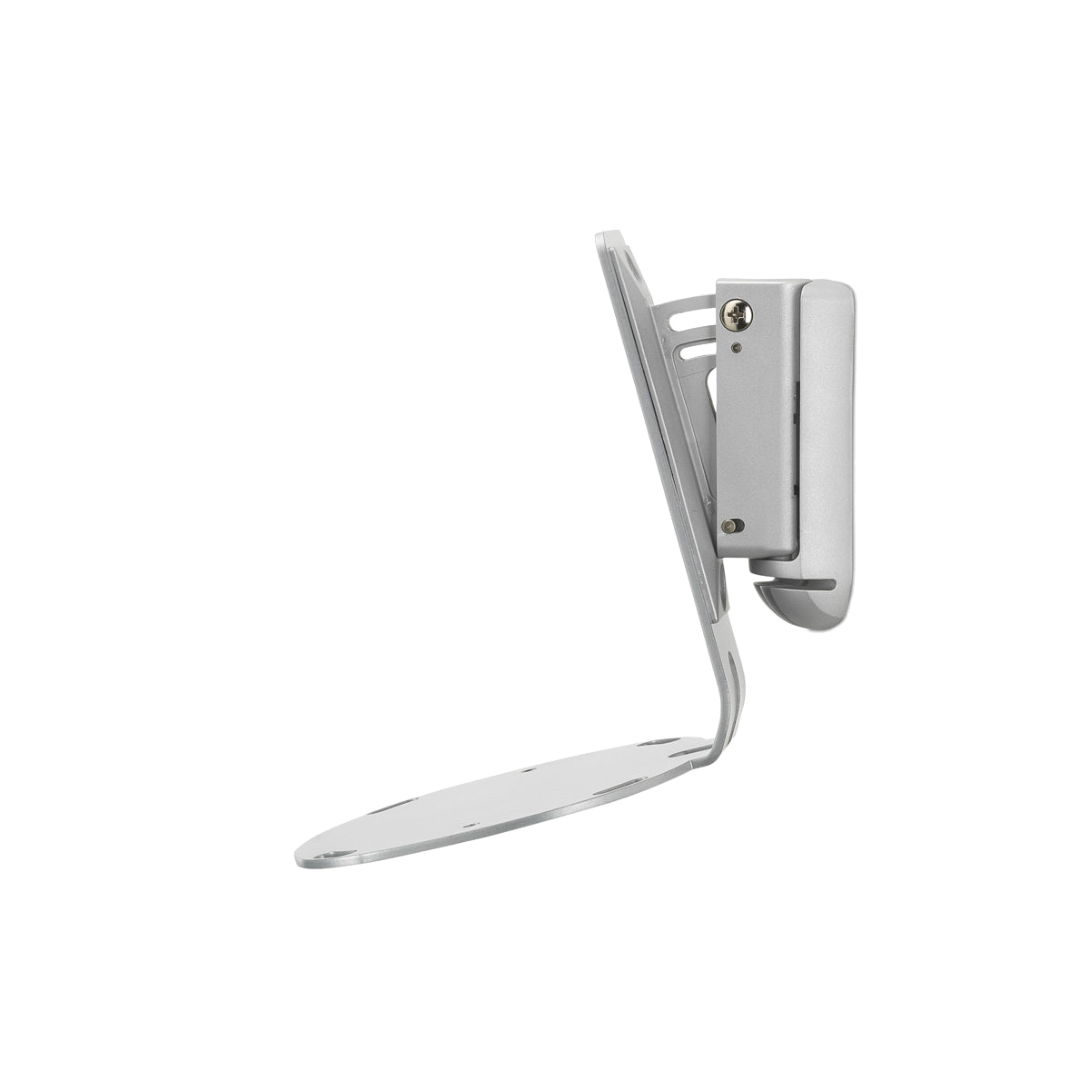 Zilveren metalen beugel op zwarte achtergrond. Voor wandmontage.