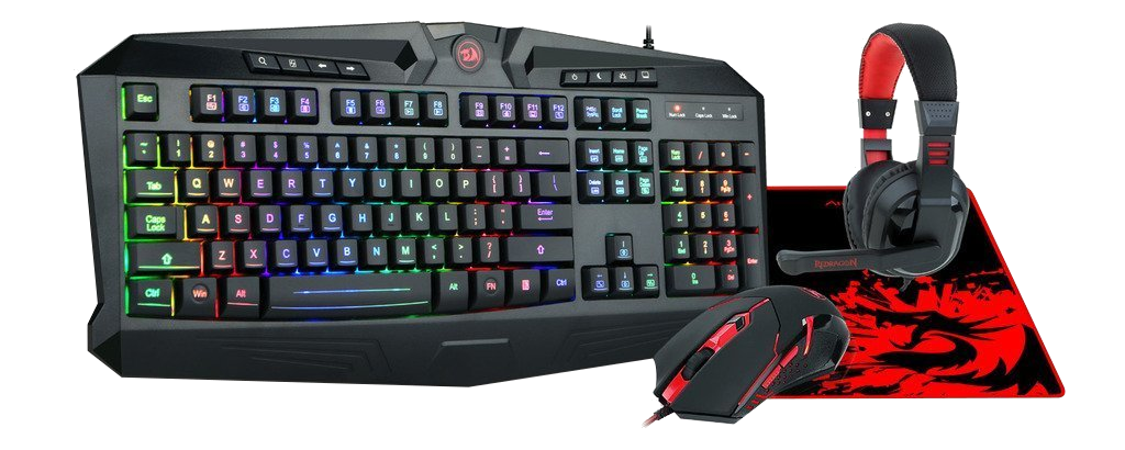 REDRAGON S101-Ba Gamer Combo 4 In 1, Fekete/Piros