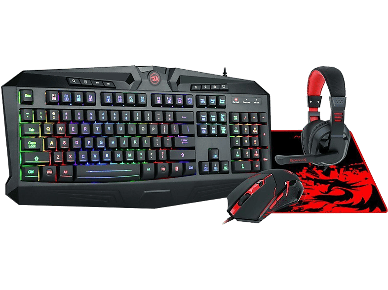 REDRAGON S101-Ba Gamer Combo 4 In 1, Fekete/Piros