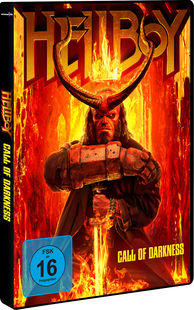 Hellboy: Call of Darkness Blu-ray Cover. Rote und schwarze Farben. Bild von Hellboy.