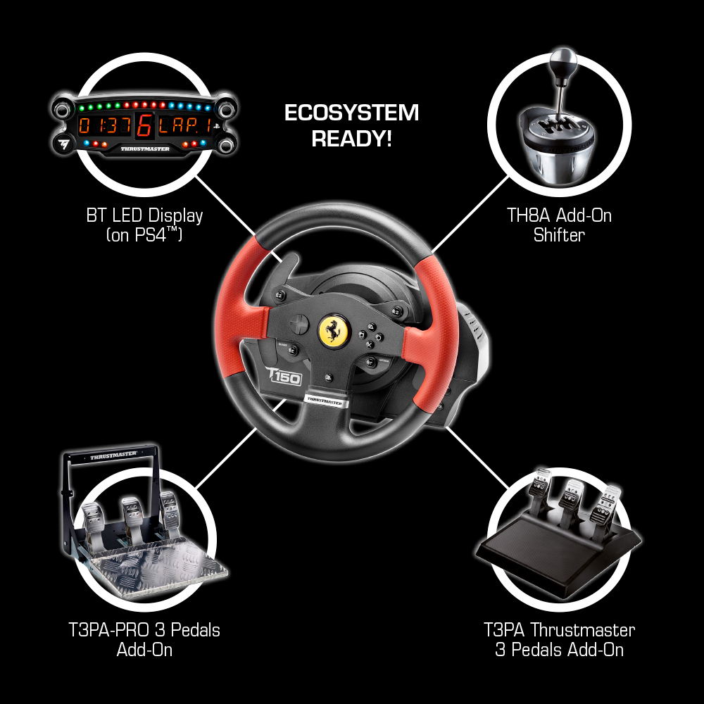 THRUSTMASTER T150 Ferrari Edition (Lenkrad inkl. 2-Pedalset, PS4 / PS3 / PC) Lenkrad inkl. Pedalset