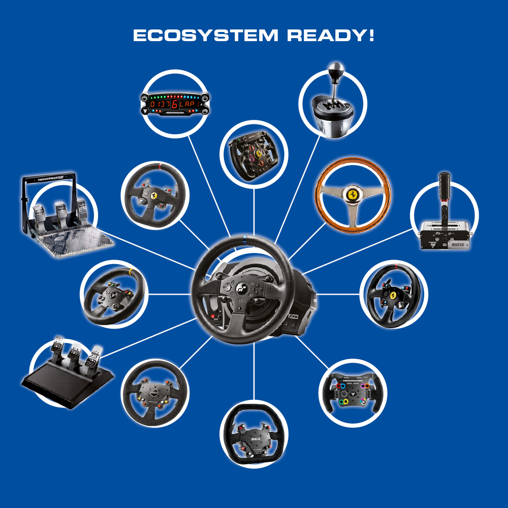Eine Sammlung von Rennrädern, Pedalen und Gangschaltern auf blauem Hintergrund angeordnet.