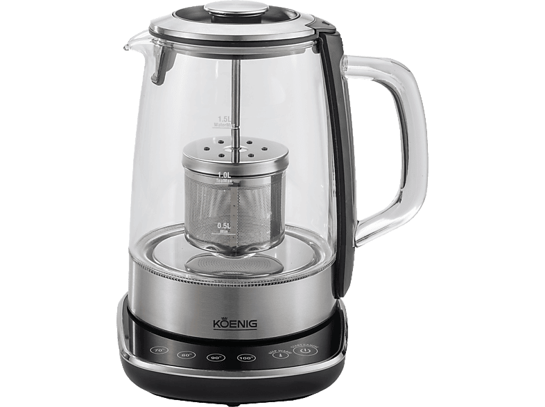KOENIG B02118 - Tee- und Wasserkocher (1.5 l, Schwarz/Chrom)