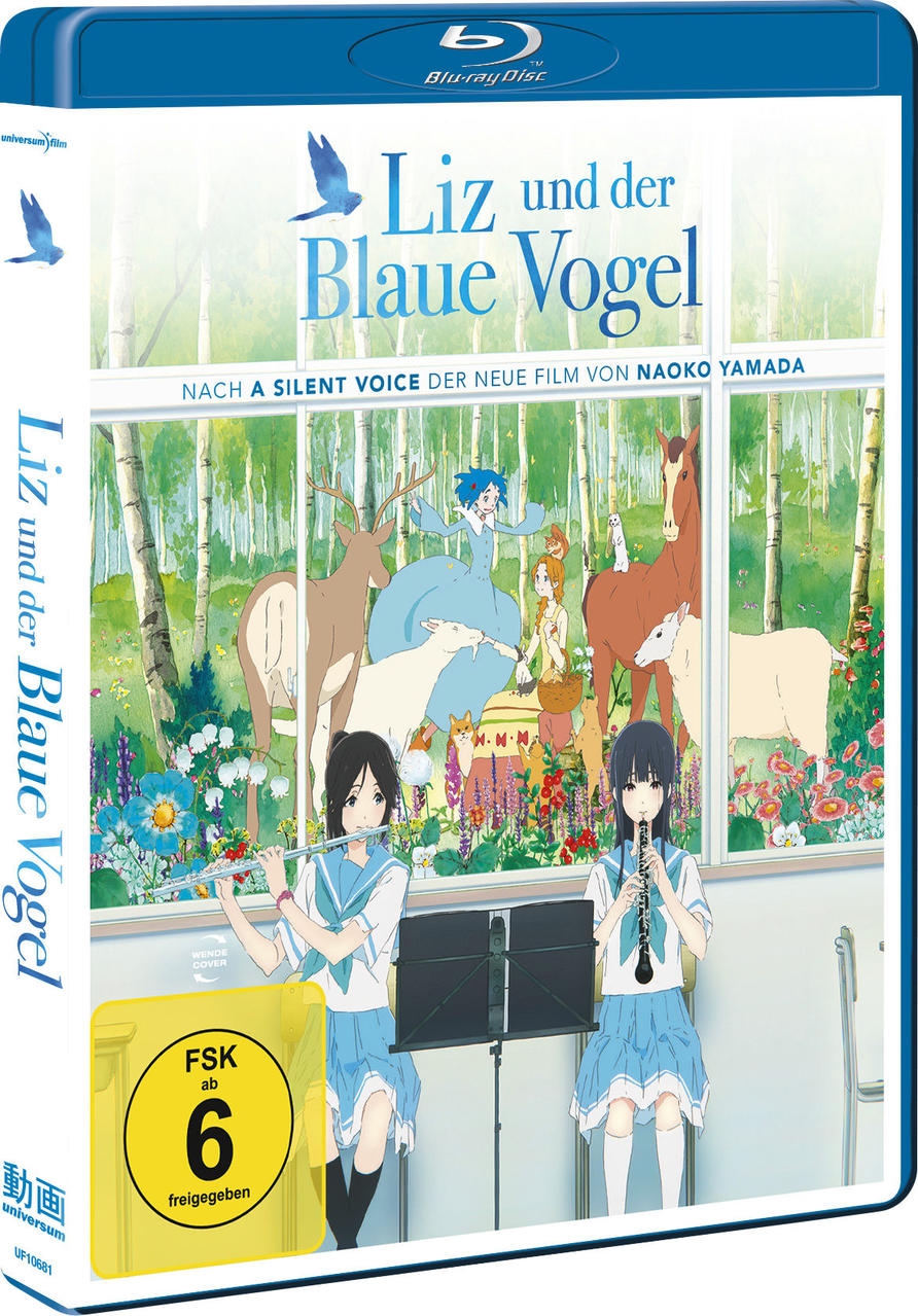 Blu-ray Disc-Cover von 'Liz und der Blaue Vogel' mit Anime-Charakteren.