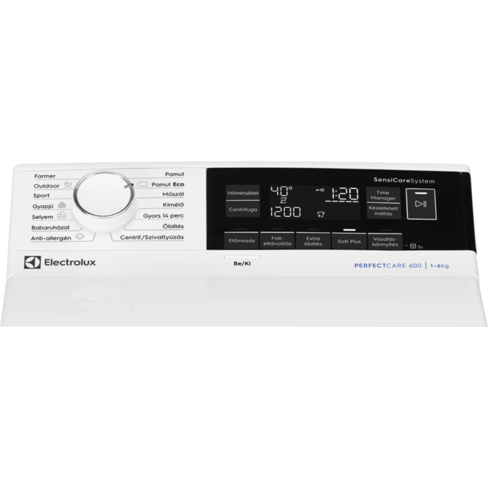 ELECTROLUX EW6T3269H SensiCare felültöltős mosógép, 6 kg, 1200 f/p., LCD kijelző, TimeManager