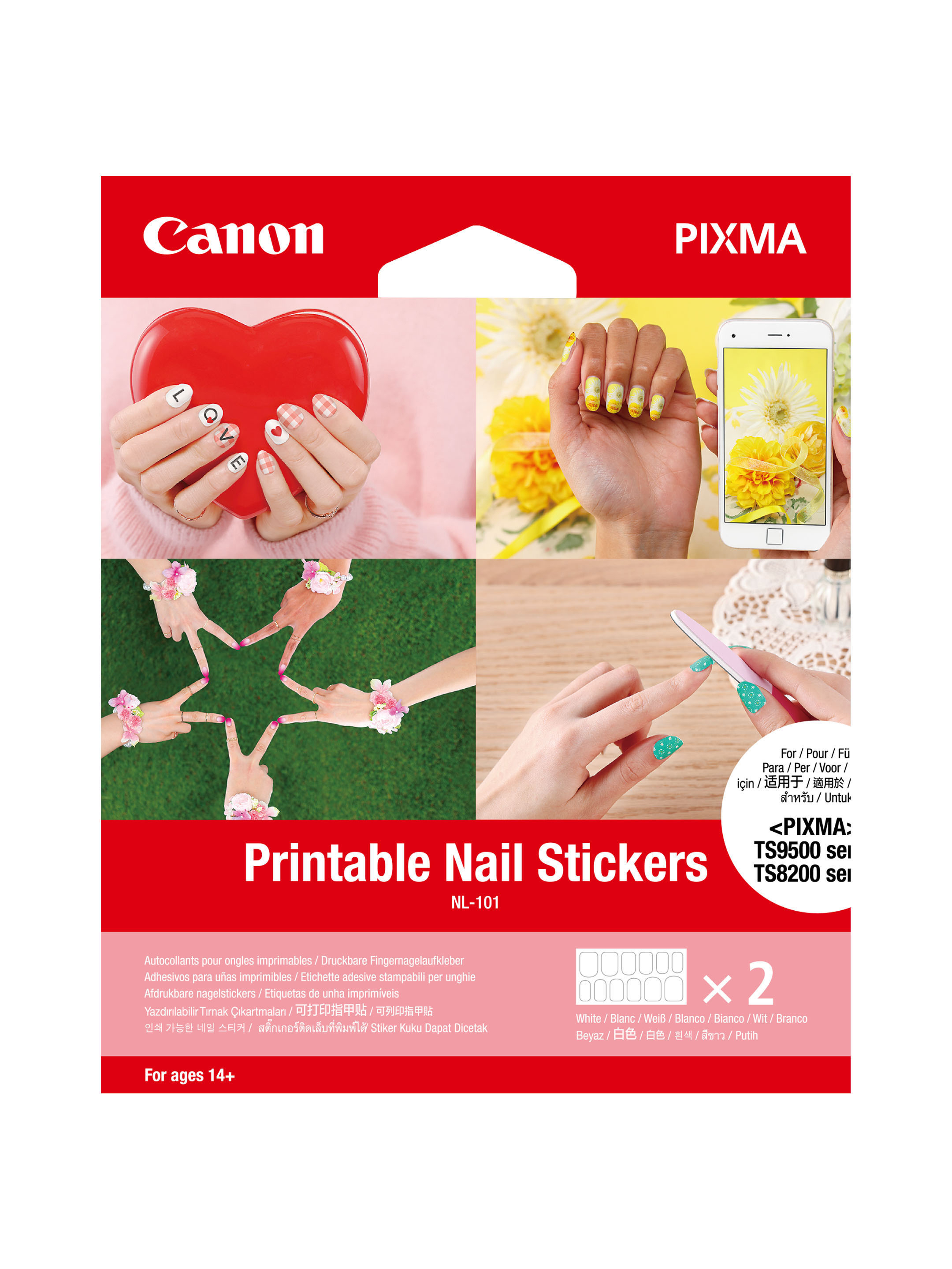 pro Fingernagel-Sticker Blatt), Bedienungsanleitung 2 beide Hände (12 Sticker CANON (1 mit Fingernagel-Stickern Sets für NL-101 Blatt)