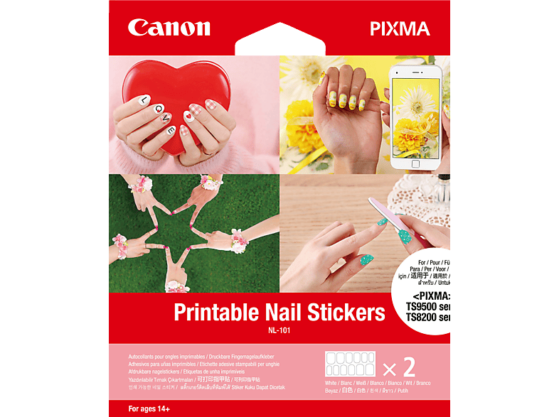 CANON NL-101 Fingernagel-Sticker 2 Sets mit Fingernagel-Stickern für beide Hände (12 Sticker pro Blatt), Bedienungsanleitung (1 Blatt)