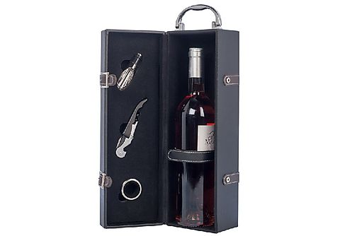 Caja de vino - Climadiff Cofre regalo CC1, Capacidad 1 botella, 3 accesorios incluidos, Negro