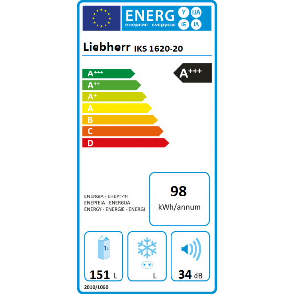 Table Top - Liebherr IKS 1620-20 Mini Frigorífico, Integrable, 151 L,  Blanco