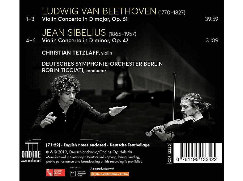 Thumbnail - Christian Tetzlaff, Robin Ticciati, Deutsches Symphonie-Orchester Berlin - Beethoven & Sibelius: Violinkonzerte (CD)