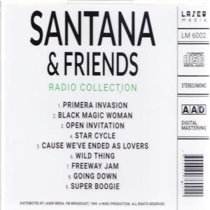 CD-Cover des Albums Santana & Friends, schwarzer Text auf weißem Hintergrund mit Titelliste.