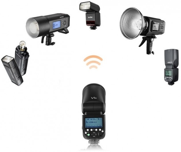 Un ensemble d'équipement de photographie au flash, avec des flashs et un émetteur sans fil.