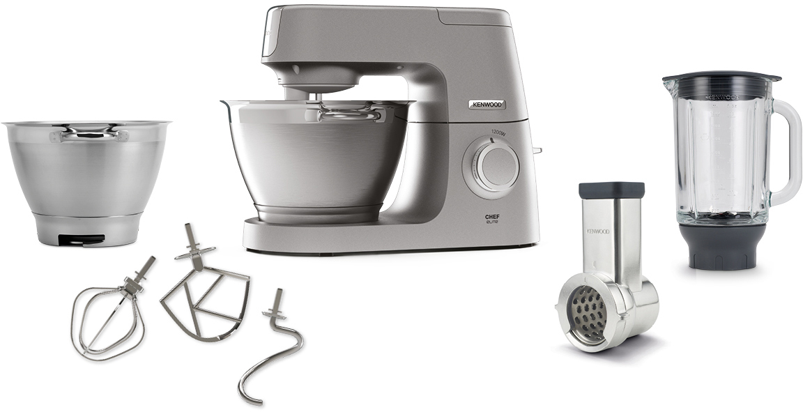 KENWOOD Chef Elite KVC5391S  Küchenmaschine Silber/Edelstahl (Rührschüsselkapazität: 4,6 l, 1200 Watt)