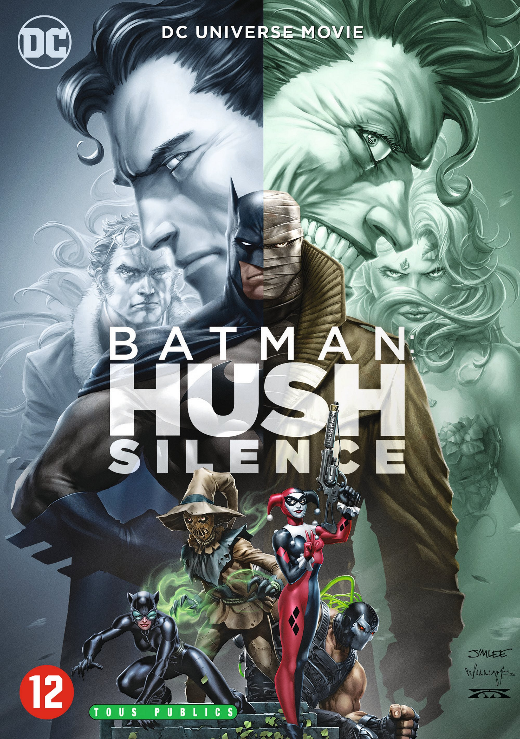 Couverture du film Batman Hush avec Batman, le Joker et d'autres personnages.