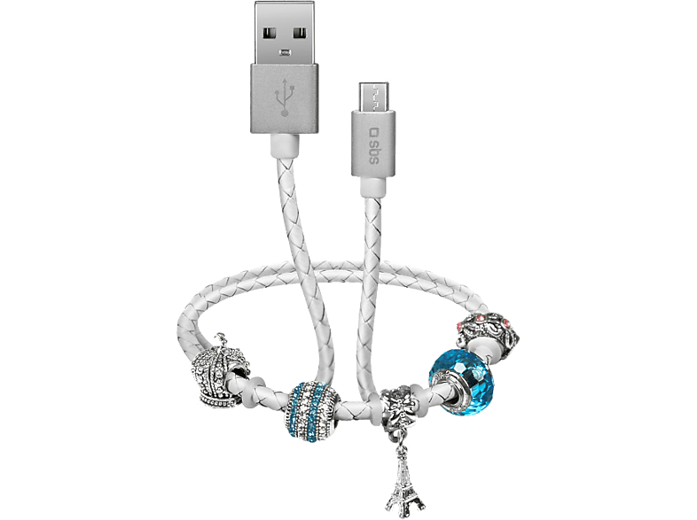 SBS USB / microUSB-kabel Charm Wit (TESLCABLECHARMMICW)