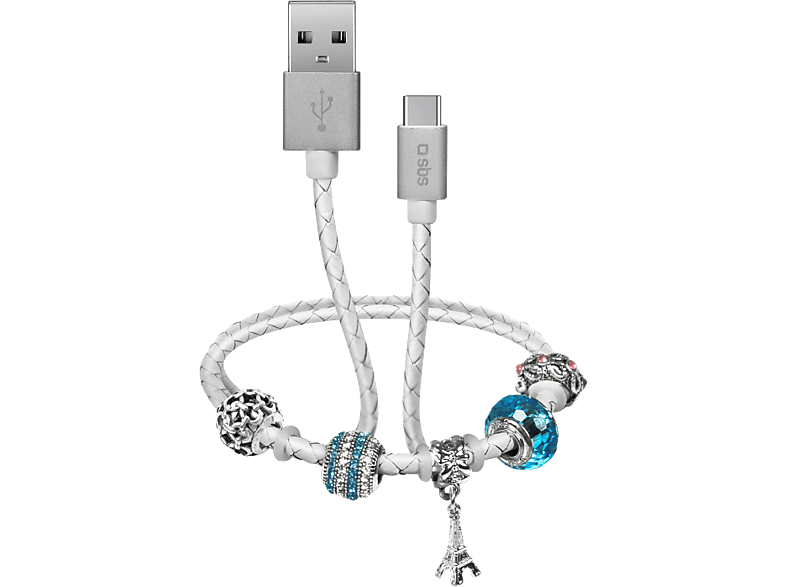 SBS USB / USB-C-kabel Charm Wit (TESLCABLECHARMTCW)