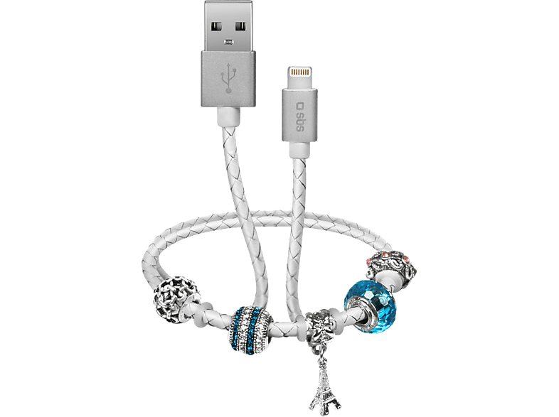 SBS USB / Lightning-kabel Charm Wit (TESLCABLECHARMIP5W)